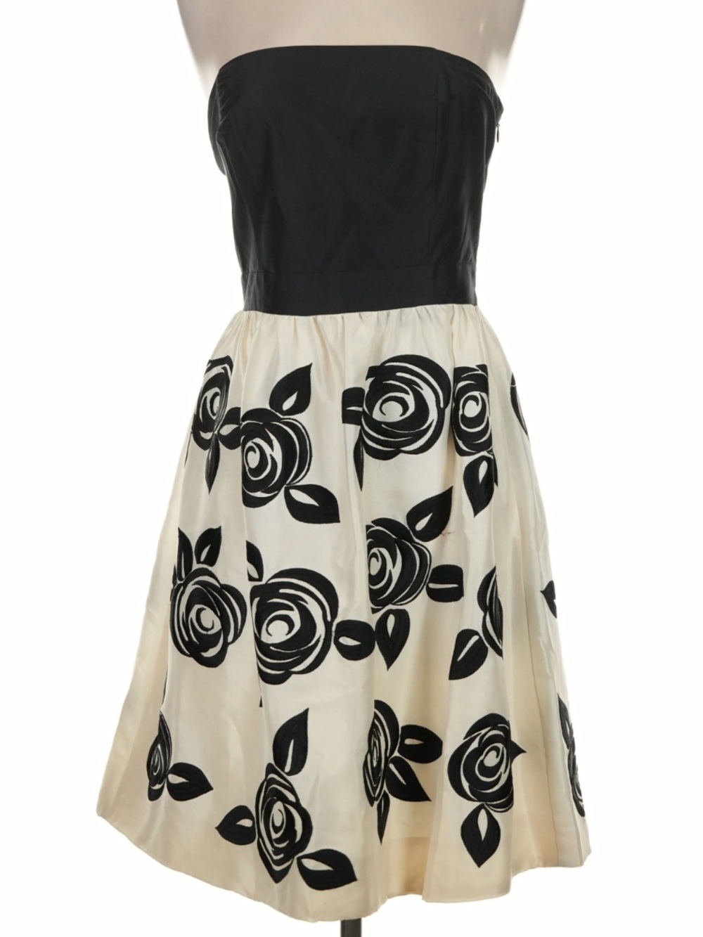 SALE WHBM Embroidered Floral Strapless Silk Dress